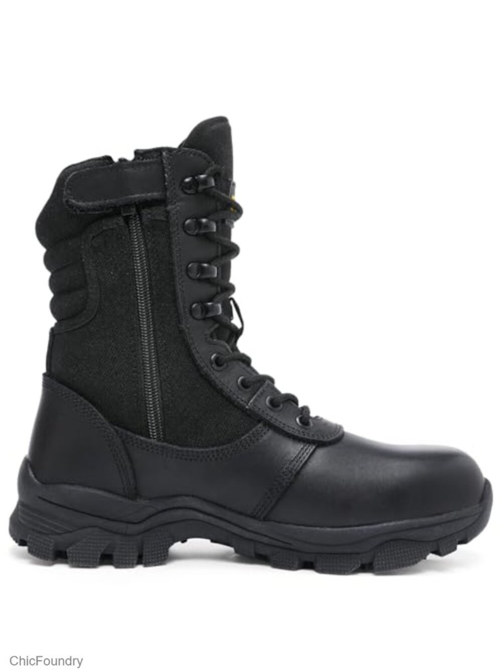 Tactical Steel Toe Side Zipper Leather Military Boots